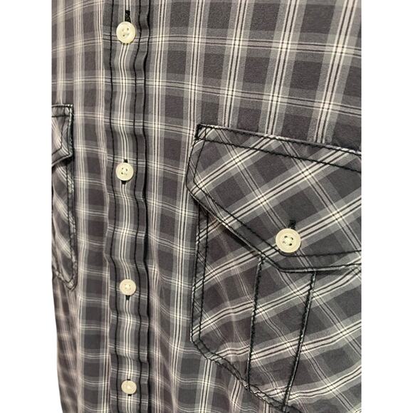 XL Izod Jeans Mens Casual Black White Plaid Button Up Shirt Long Sleeve - Picture 4 of 8